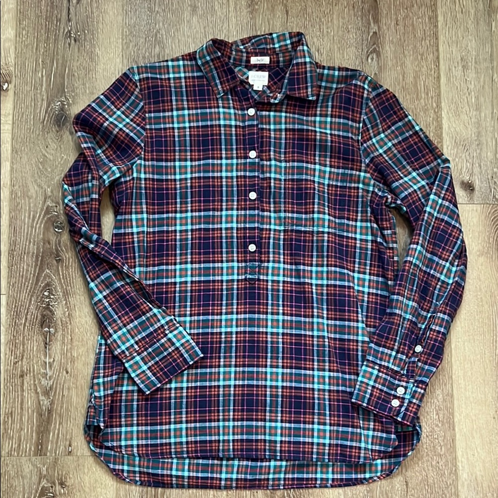 J. Crew Plaid Popover Shirt